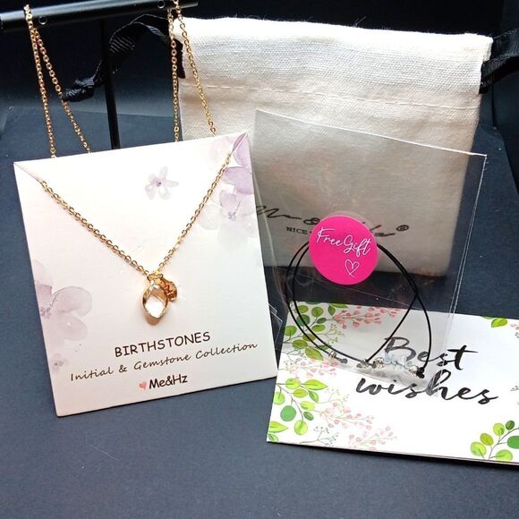 Me&Hz Initial Z & Birthstone Necklace. Comes With Card, Pouch, Gift - Picture 1 of 5